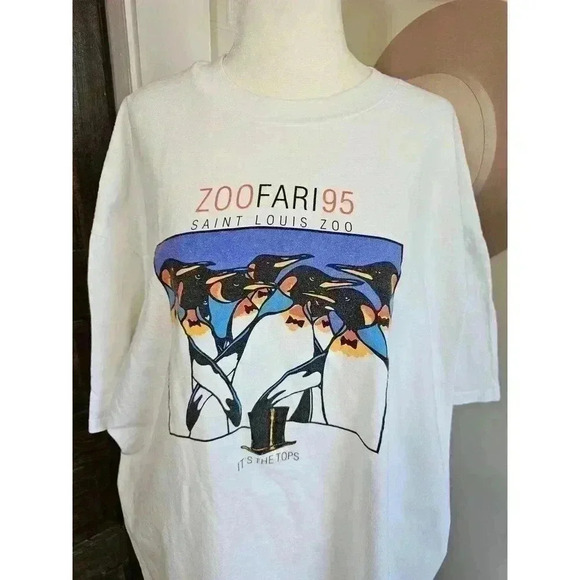 Vtg 90s STL Zoo Men's Size 2XL White T-Shirt - Picture 2 of 8